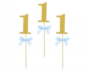 Pikery na babeczki Roczek, niebieskie, 10 szt.