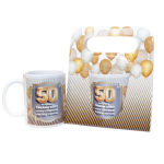 Kubek w ozdobnym opakowaniu "50 URODZINY" 