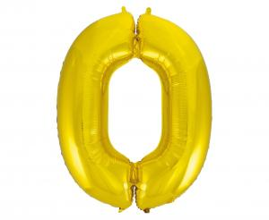 Duży balon foliowy Cyfra 0 GoDan 92 cm, kolor złoty, kolekcja Beauty&amp;Charm, idealny na 30, 40, 50 urodziny, na hel.