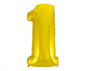Duży balon foliowy Cyfra 1 GoDan 92 cm, kolor złoty, kolekcja Beauty&amp;Charm, idealny na Roczek i Osiemnastkę, na hel.