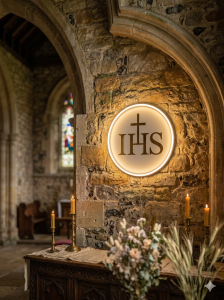 Wypożyczenie-Świecące Koło LED IHS Złote Lustro 50 cm | Dekoracja Komunijna