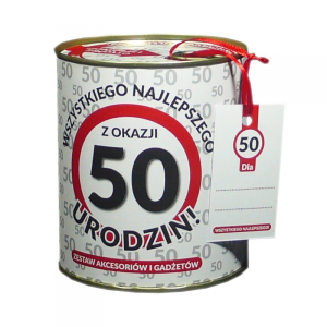 Śmieszny Prezent na 50 Urodziny: Puszka Konserwa z Bilecikiem i Gadżetami