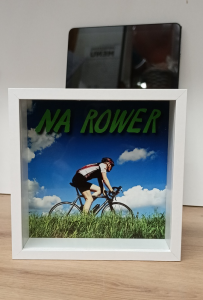 Skarbonka Ramka 3D "Na Rower" z Szybką | Prezent dla Rowerzysty