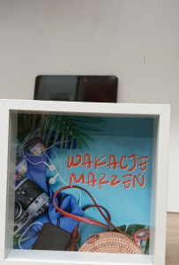Skarbonka Ramka 3D "Wakacje Marzeń" z Szybką | Prezent na Wyjazd