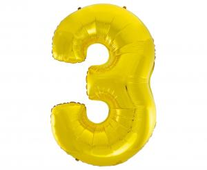 Balon foliowy cyfra złota  "3" 92 cm