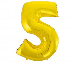 Balon foliowy cyfra złota "5" 92 cm