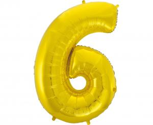 Balon foliowy cyfra złota "6" 92 cm