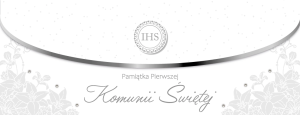 Elegancka Pamiątka Pierwszej Komunii Świętej | Kartka LUX Biało-Srebrna