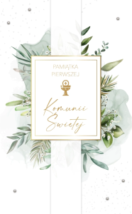 Pamiątka Komunii Świętej | Kartka LUX Botaniczna Złoty Kielich