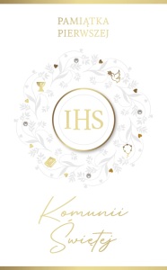 Pamiątka I Komunii Świętej | Kartka LUX Delikatny Wianek IHS