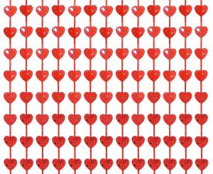 Kurtyna Dekoracyjna Serca B&C Czerwona 100x200 cm