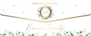 Pamiątka I Komunii Świętej | Elegancka Koperta na Pieniądze LUX Botaniczna IHS