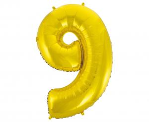 Balon foliowy cyfra złota "9" 92 cm
