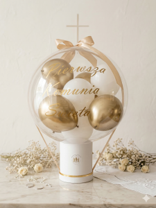 Personalizowany Mini Balon w Balonie (Flowerbox) na Komunię Świętą