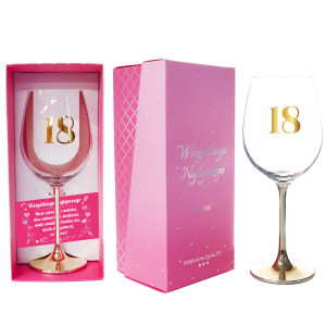 Elegancki Kieliszek do Wina na 18 Urodziny ze Złotą Nóżką (500 ml)
