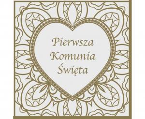Serwetki Komunijne Złote Serce z Napisem 33x33cm (20 szt.)