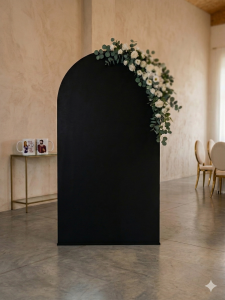 Wypożyczenie: Czarne Tło MDF Ścianka Łuk do Dekoracji 98x200 cm