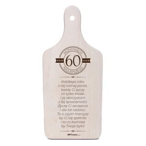 Deska Dekoracyjna Prezent na 60 Urodziny Drewniana z Życzeniami 12x26,5cm