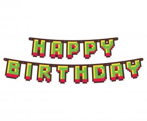 Girlanda Urodzinowa dla Gracza Happy Birthday Pixel Game On 160cm