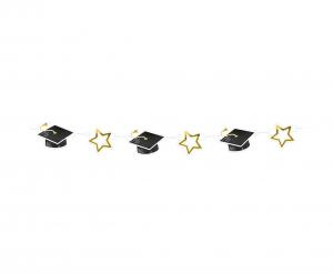 Baner Girlanda Papierowa Absolwent Birety Złote Gwiazdki 300cm 