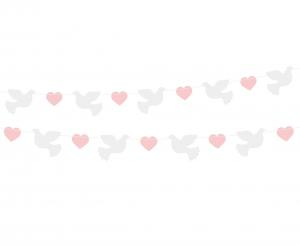 Baner Girlanda Gołąbki i Różowe Serduszka Ślub Chrzest 150cm 