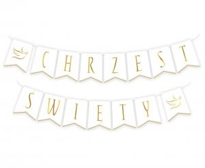 Baner Girlanda Flagi Chrzest Święty Biało-Złota 2x300cm 