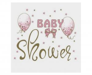 Serwetki Papierowe Baby Shower Dziewczynka Biało-Różowe 20szt