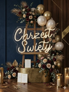 Napis Neon LED "Chrzest Święty" 50x37cm – WYNAJEM