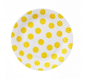 Talerzyki Papierowe Groszki Żółte 18cm (6 szt.) | Zabawne Wydry Tychy