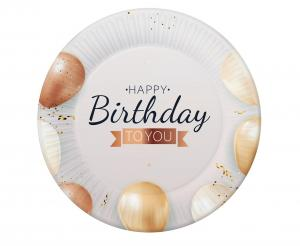 Talerzyki Papierowe Happy Birthday Balony Rose Gold 18cm (6 szt.) | Zabawne Wydry Tychy