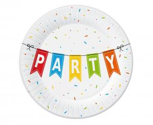 Talerzyki Papierowe Party Kolorowe Konfetti 18cm (6 szt.) | Zabawne Wydry Tychy