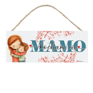 Drewniana Tabliczka UV "Mamo Kocham Cię" od Syna 18x7,5cm | Zabawne Wydry Tychy