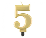 Świeczka cyferka 5, Złota