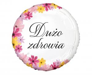 Balon Foliowy 18" Dużo Zdrowia w Kwiaty