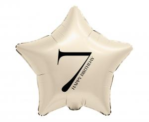 Balon Foliowy Gwiazda 18" Kremowa Cyfra 7 Happy Birthday
