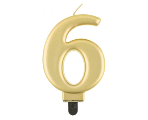 Świeczka cyferka 6, Złota