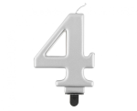Świeczka cyferka 4, Srebrna