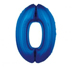Duży balon foliowy Cyfra 0 GoDan 92 cm, kolor niebieski, linia SMART, idealny na urodziny, na hel.