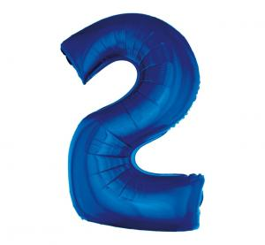 Duży balon foliowy Cyfra 2 GoDan 92 cm, kolor niebieski, linia SMART, idealny na 20. urodziny i rocznice, na hel.