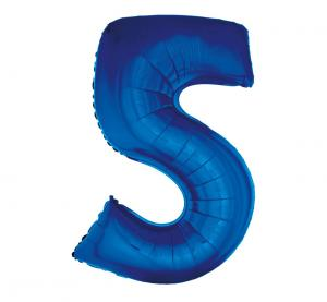 Duży balon foliowy Cyfra 5 GoDan 92 cm, kolor niebieski, linia SMART, idealny na 50. urodziny i rocznice, na hel.