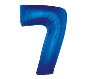 Duży balon foliowy Cyfra 7 GoDan 92 cm, kolor niebieski, linia SMART, idealny na 70. urodziny i rocznice, na hel.