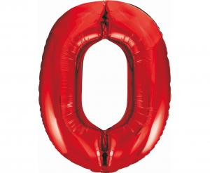 Balon foliowy cyfra 0 czerwona 85 cm - dekoracja urodzinowa od Zabawne Wydry Tychy, Katowice, Śląsk