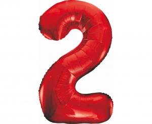 Balon foliowy cyfra 2 czerwona 85 cm - dekoracja urodzinowa od Zabawne Wydry Tychy, Katowice, Śląsk