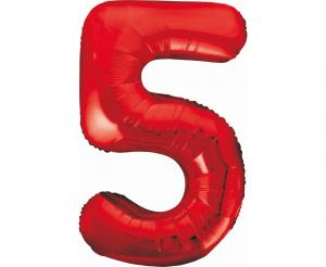 Balon foliowy cyfra 5 czerwona 85 cm - dekoracja urodzinowa od Zabawne Wydry Tychy, Katowice, Śląsk