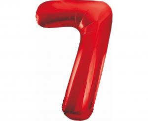 Balon foliowy cyfra 7 czerwona 85 cm - dekoracja urodzinowa od Zabawne Wydry Tychy, Katowice, Śląsk