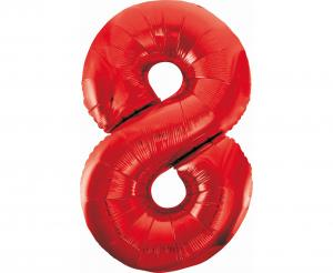 Balon foliowy cyfra 8 czerwona 85 cm - dekoracja urodzinowa od Zabawne Wydry Tychy, Katowice, Śląsk