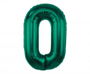 Balon foliowy cyfra zieleń butelkowa "0" 85 cm