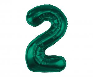 Balon foliowy cyfra zieleń butelkowa "2" 85 cm