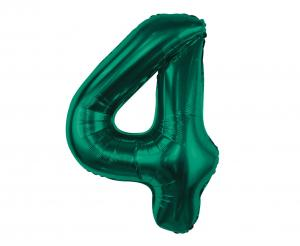 Balon foliowy cyfra zieleń butelkowa "4" 85 cm