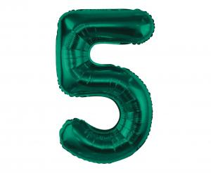 Balon foliowy cyfra zieleń butelkowa "5" 85 cm